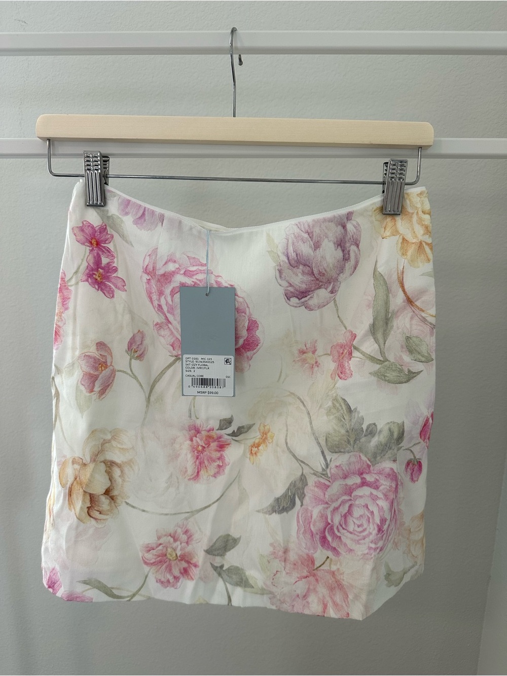 ANTONIO MELANI Floral Mini Skirt in Pink, Cream & Green